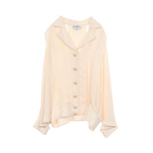 Chanel Blouse CC Logo Button Dollar pickpocket Silk