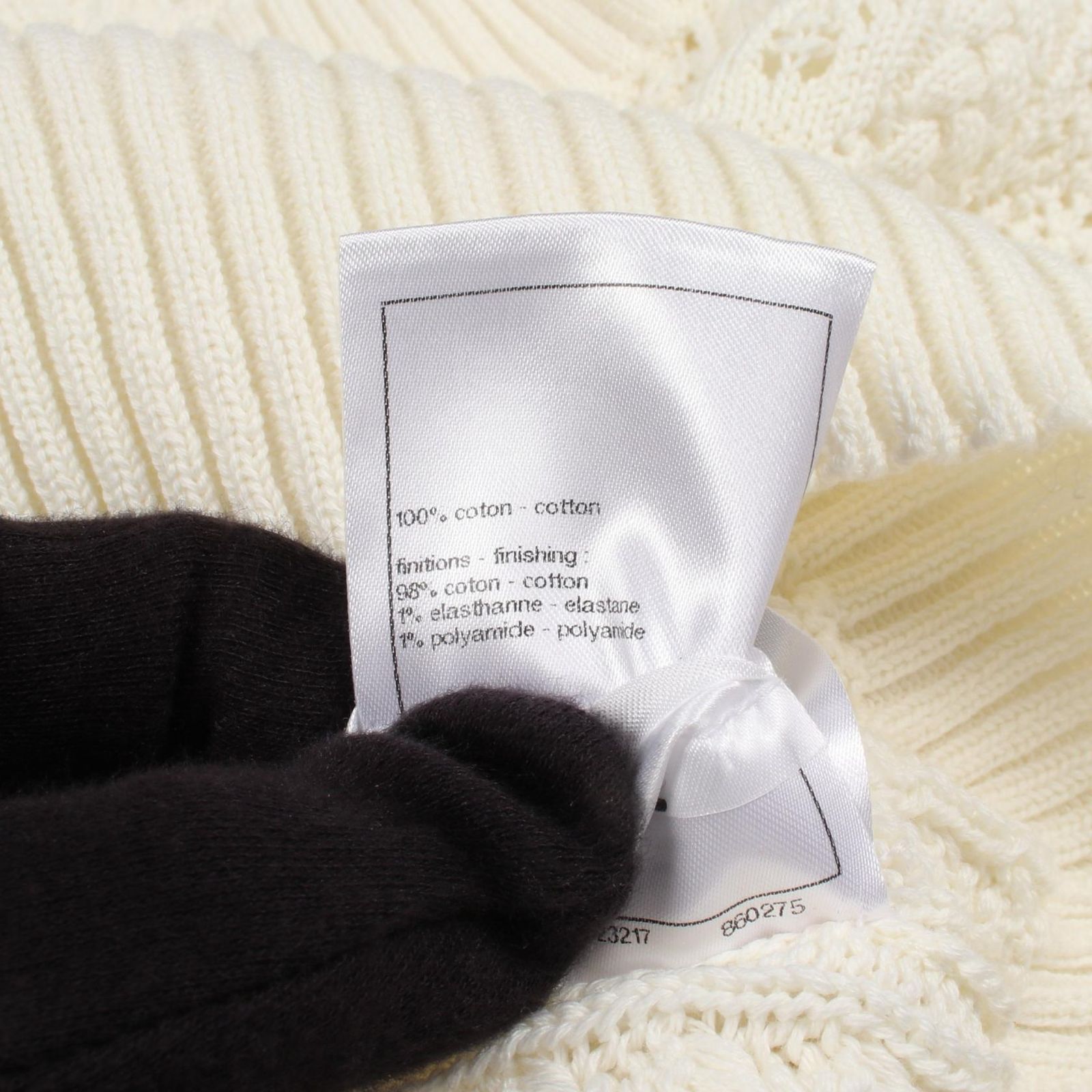 Chanel Knit CC Logo Short Sleeve Cotton Sweater — view 4