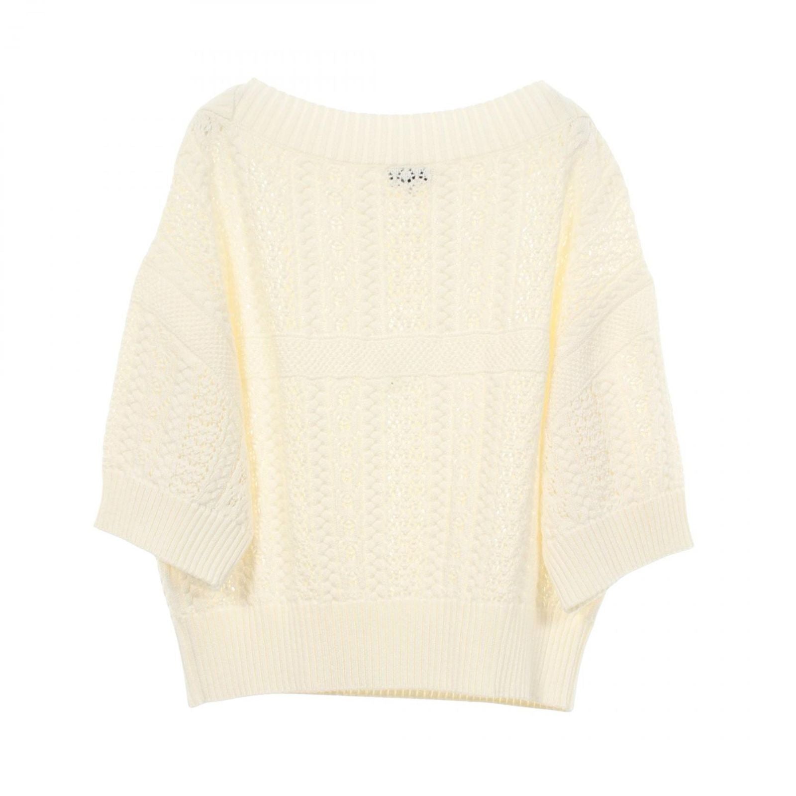 Chanel Knit CC Logo Short Sleeve Cotton Sweater — view 2
