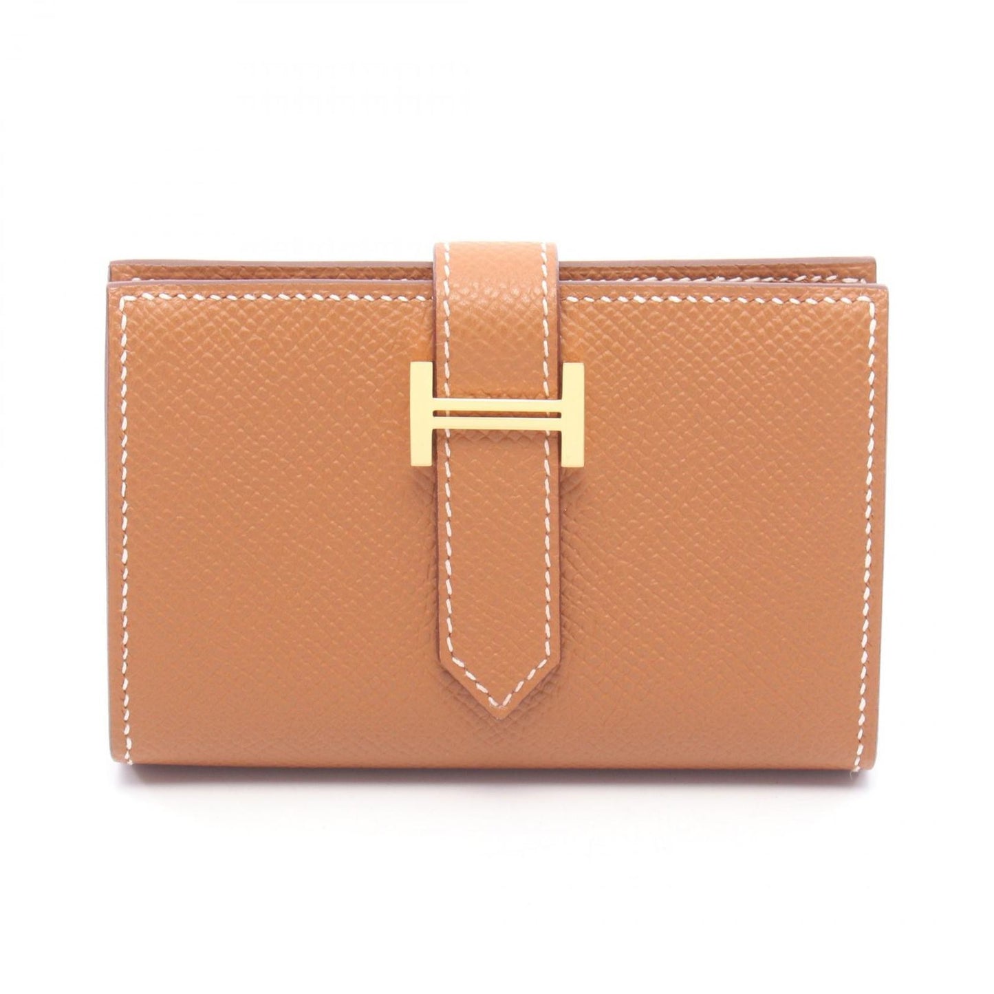 Hermes Card Case Bearn Mini Gold Leather