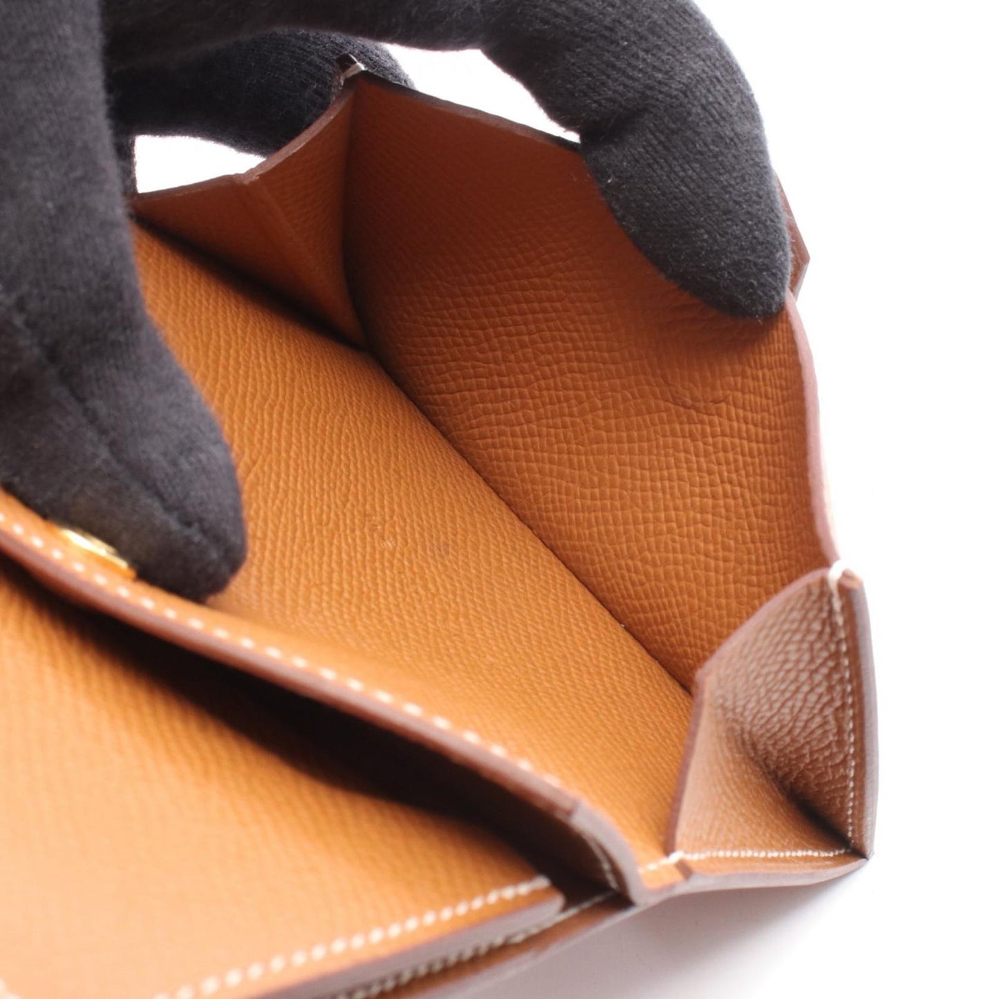 Hermes Card Case Bearn Mini Gold Leather — view 4
