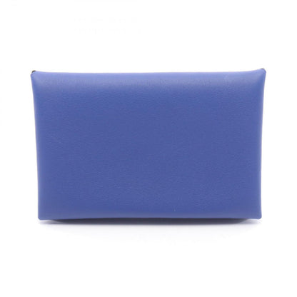 Hermes Coin Case Calvi Verso Blue Royale Mint Leather