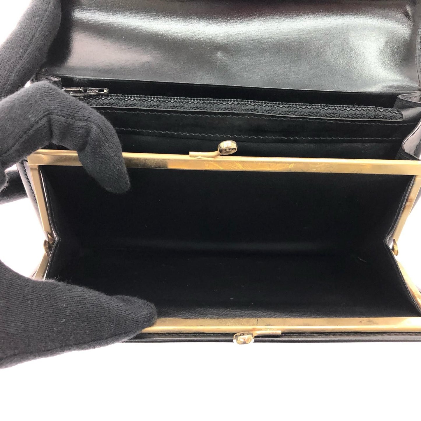 Celine Vintage Wallet Star Ball Kiss Lock Musty Black — view 6