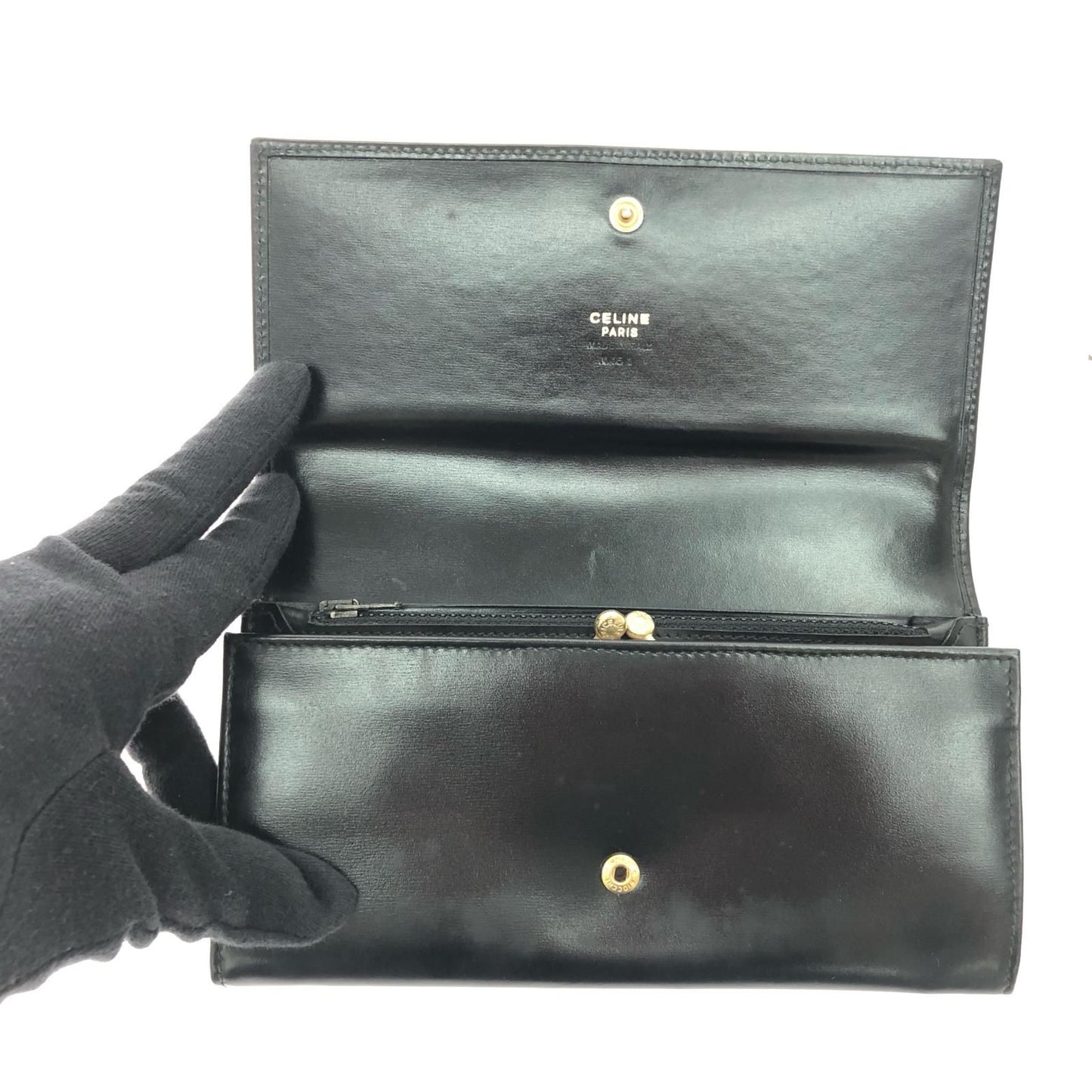 Celine Vintage Wallet Star Ball Kiss Lock Musty Black — view 4
