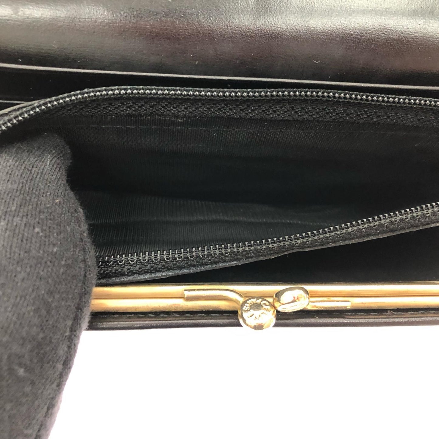 Celine Vintage Wallet Star Ball Kiss Lock Musty Black — view 8