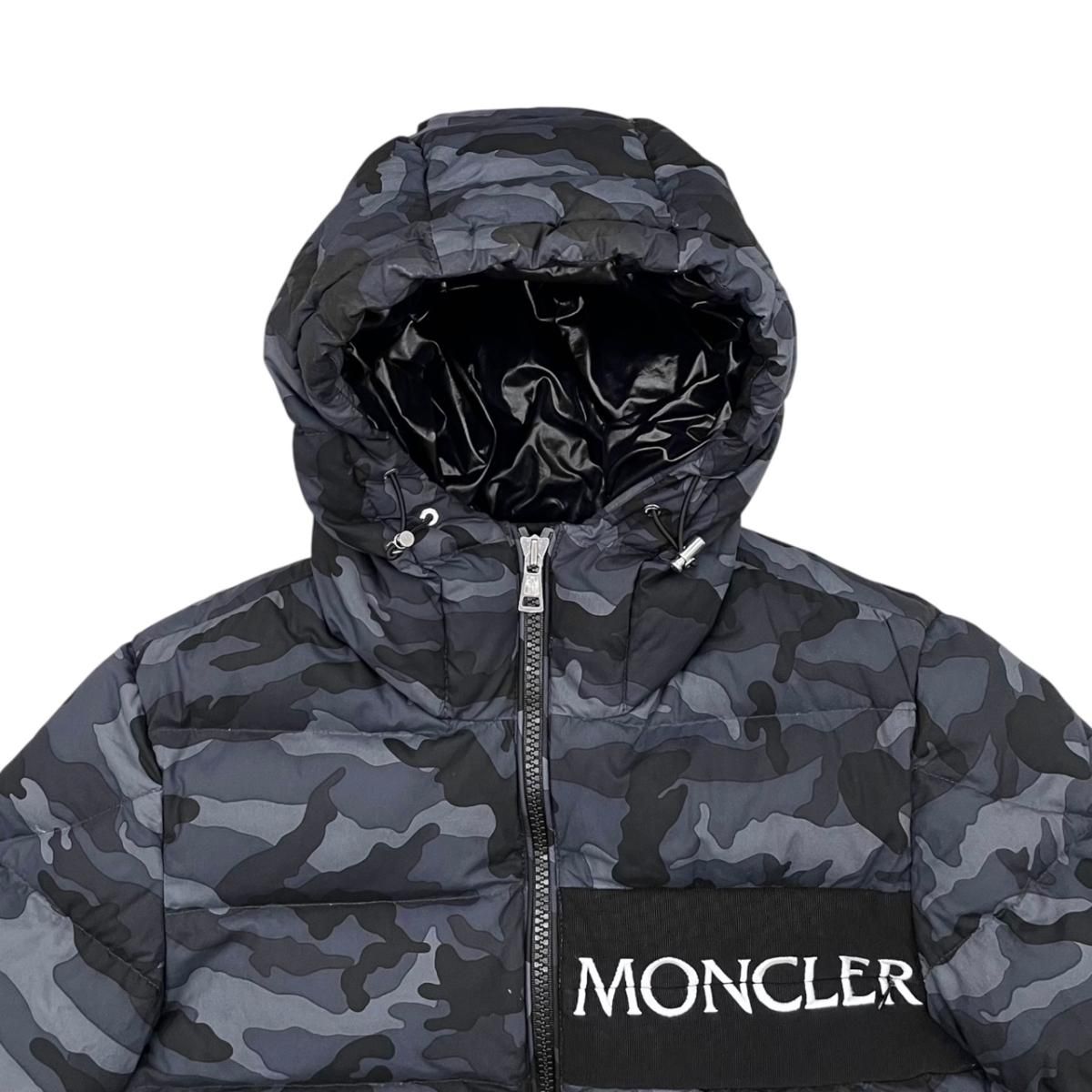 Moncler Down Jacket Aiton 2 Sizes Camouflage Logo Cotton Nylon Black Gray Blue — view 3