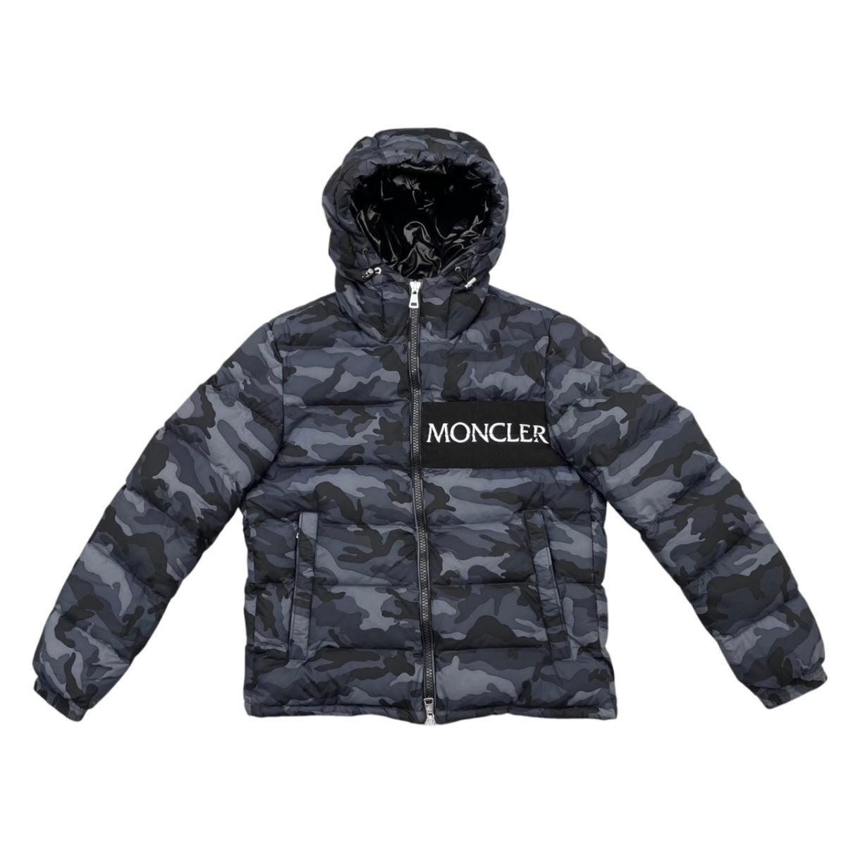Moncler Down Jacket Aiton 2 Sizes Camouflage Logo Cotton Nylon Black Gray Blue