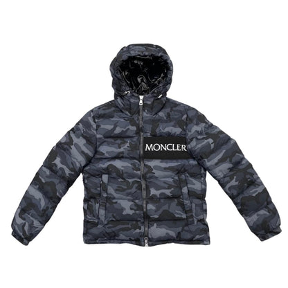 Moncler Down Jacket Aiton 2 Sizes Camouflage Logo Cotton Nylon Black Gray Blue