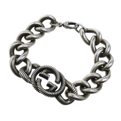 Gucci 925 Sterling Silver Interlocking Arabesque Bracelet 21 cm