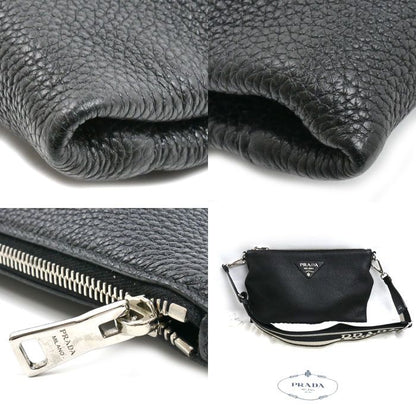 Prada Vitello Daino Soft Shoulder Bag Black — view 8