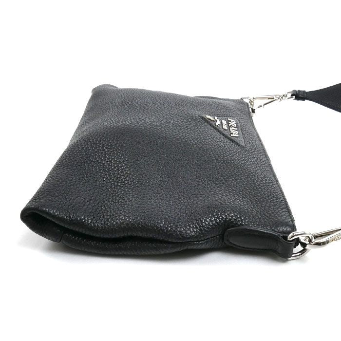 Prada Vitello Daino Soft Shoulder Bag Black — view 3