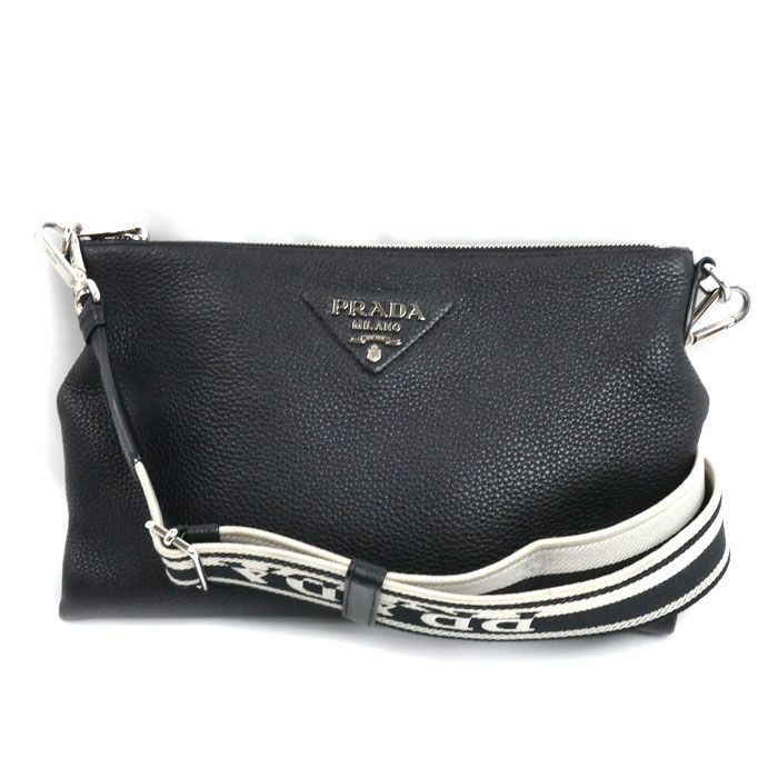 Prada Vitello Daino Soft Shoulder Bag Black