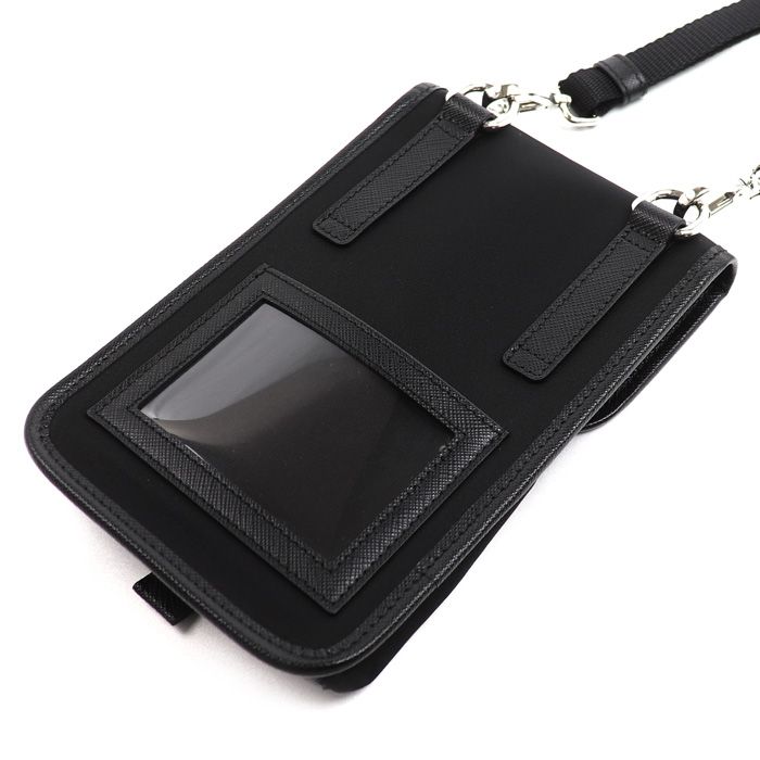 Prada Saffiano Tessuto Smartphone Shoulder Bag Black — view 2