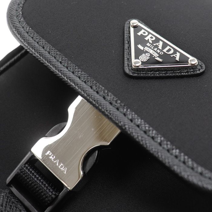 Prada Saffiano Tessuto Smartphone Shoulder Bag Black — view 6