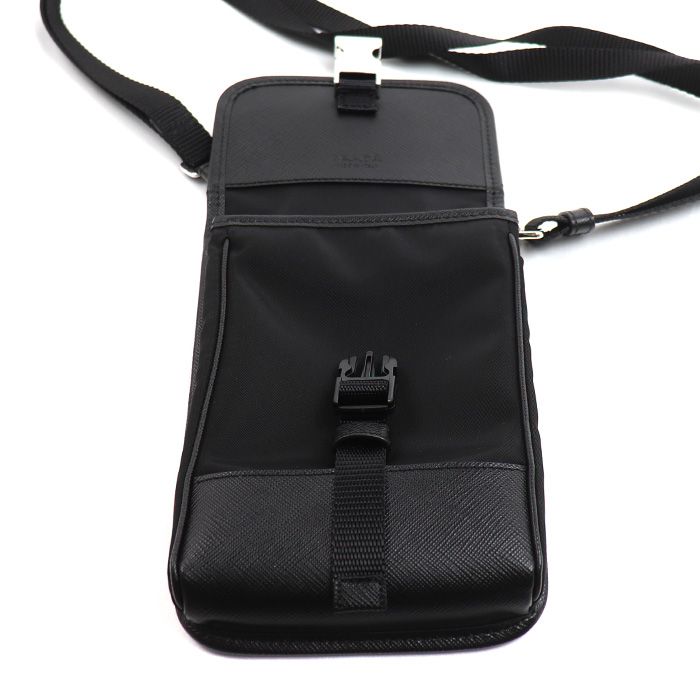 Prada Saffiano Tessuto Smartphone Shoulder Bag Black — view 4