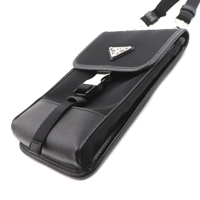Prada Saffiano Tessuto Smartphone Shoulder Bag Black — view 3