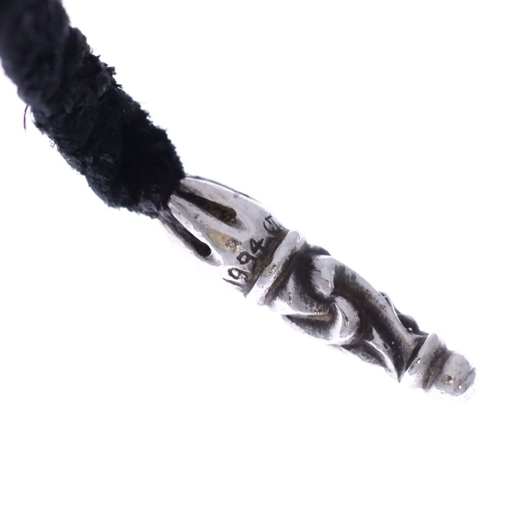 Chrome Hearts BS Fluer BS Flare Pendant Leather Braid Necklace Silver Black — view 6