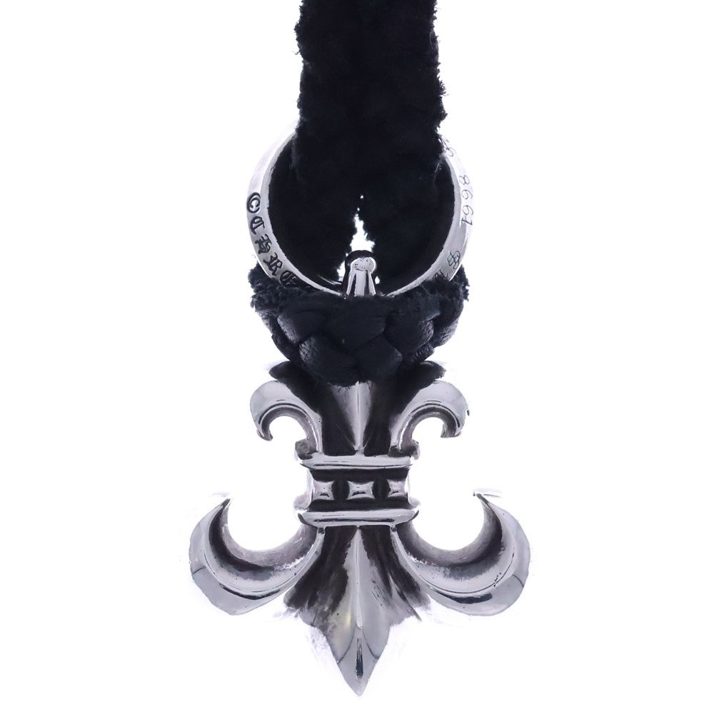 Chrome Hearts BS Fluer BS Flare Pendant Leather Braid Necklace Silver Black — view 3