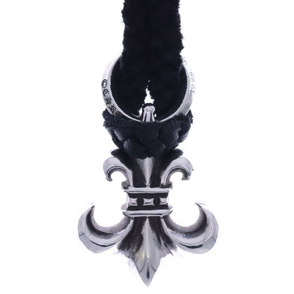 Chrome Hearts BS Fluer BS Flare Pendant Leather Braid Necklace Silver Black — view 3