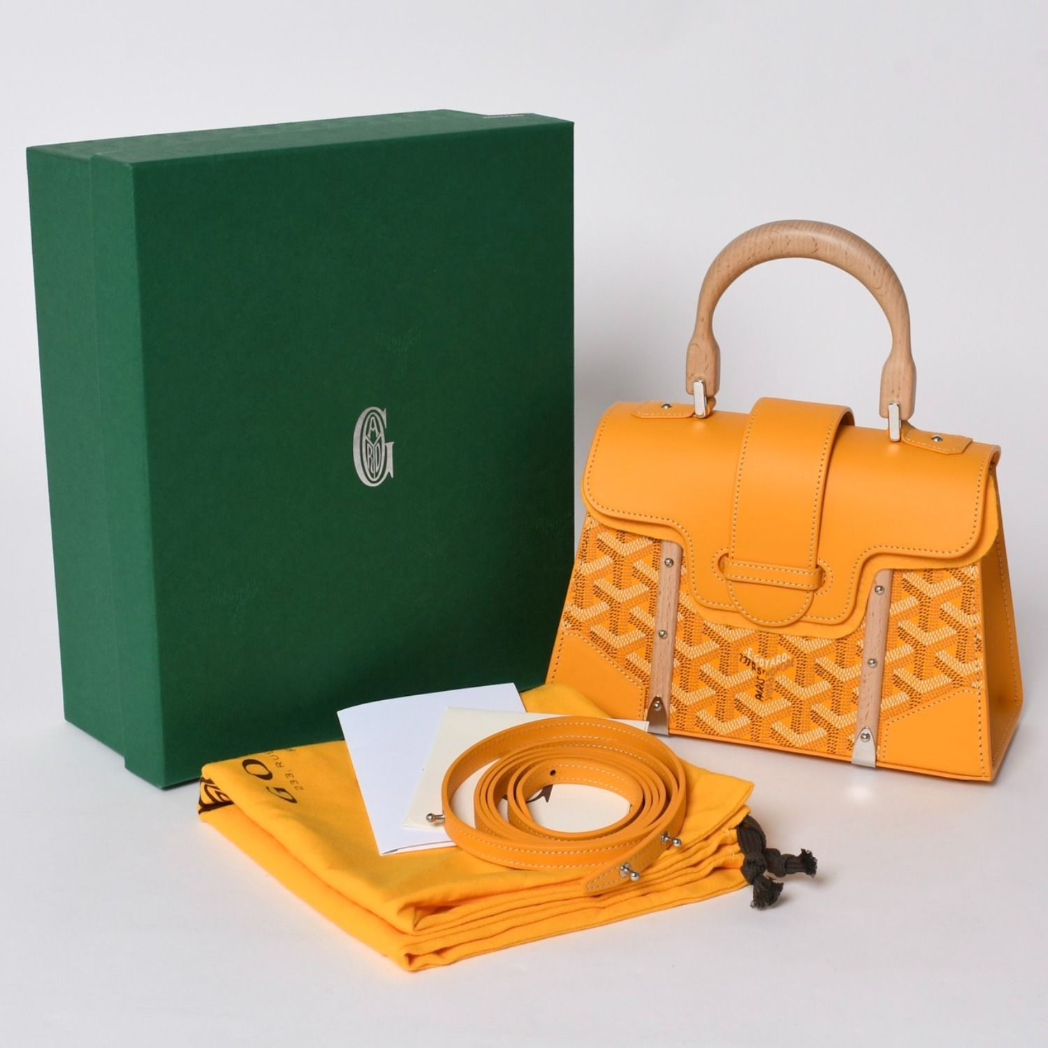Goyard Saigon Mini Structured 2-Way Shoulder Bag Din Canvas Wood Yellow