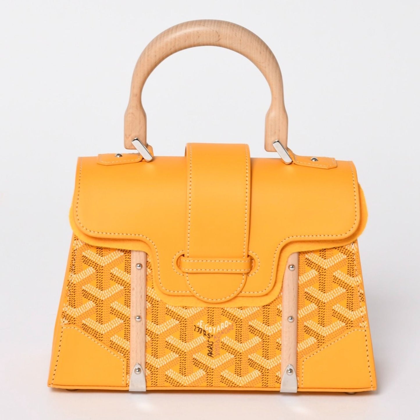 Goyard Saigon Mini Structured 2-Way Shoulder Bag Din Canvas Wood Yellow — view 2