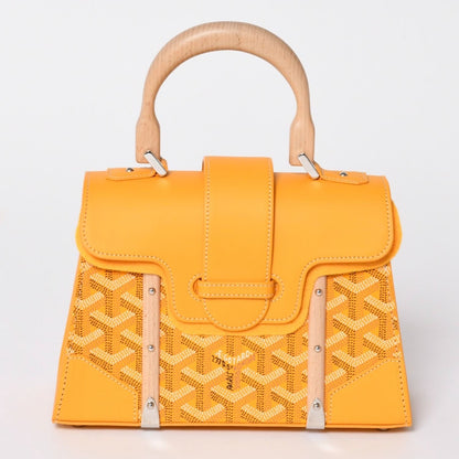 Goyard Saigon Mini Structured 2-Way Shoulder Bag Din Canvas Wood Yellow — view 2