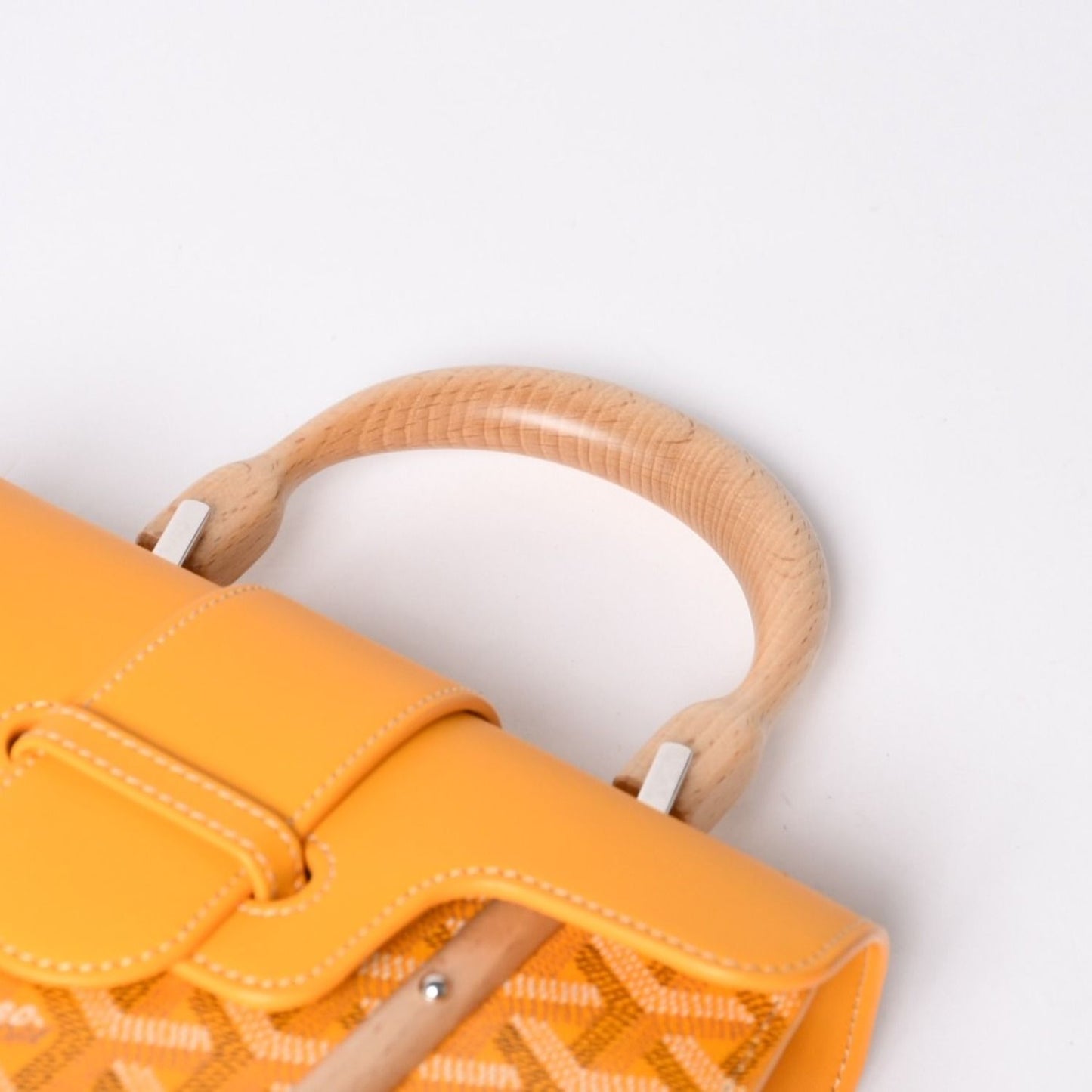 Goyard Saigon Mini Structured 2-Way Shoulder Bag Din Canvas Wood Yellow — view 8