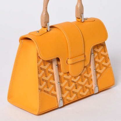 Goyard Saigon Mini Structured 2-Way Shoulder Bag Din Canvas Wood Yellow — view 4