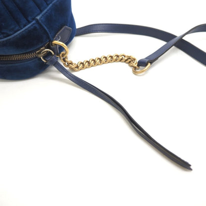 Gucci GG Marmont Velour Shoulder Bag Blue — view 5