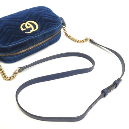 Gucci GG Marmont Velour Shoulder Bag Blue — view 4