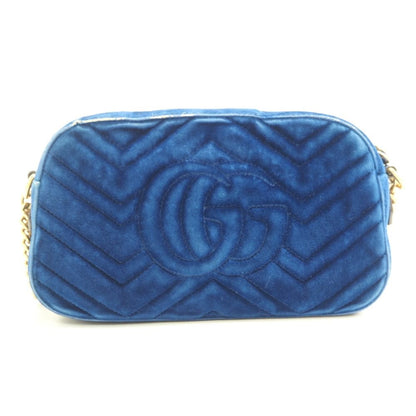 Gucci GG Marmont Velour Shoulder Bag Blue — view 2