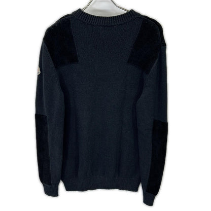 Moncler Girocollo Tricot Cotton Logo Patch Knit Sweater — view 2