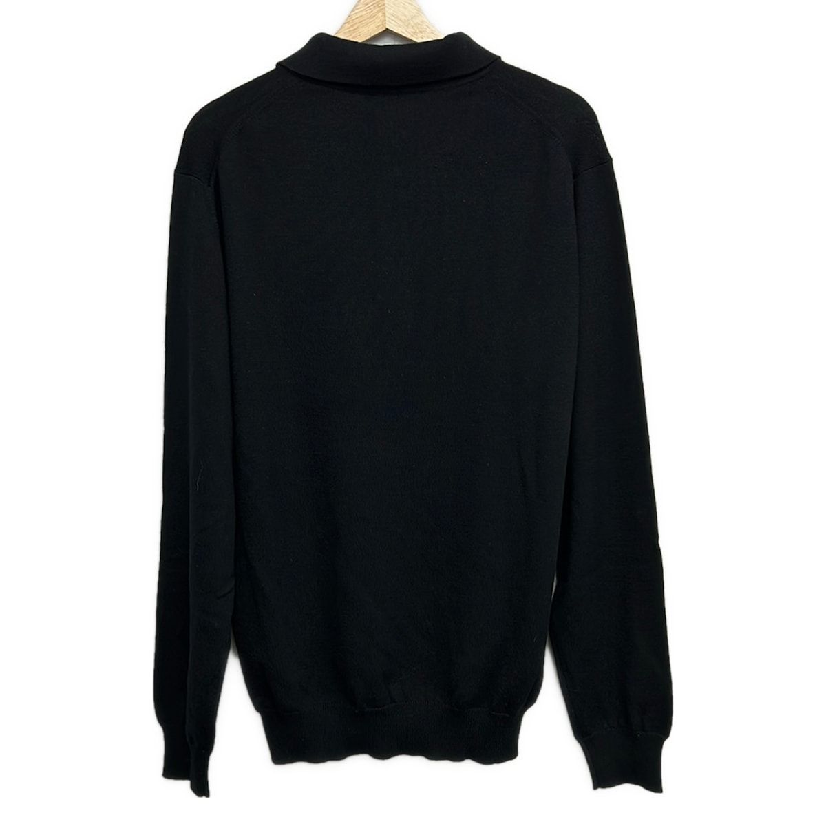 Louis Vuitton Long Sleeve Sweater XL Bird Jacquard Knit Polo Long Top Sq3 Black — view 2