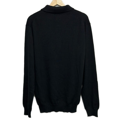 Louis Vuitton Long Sleeve Sweater XL Bird Jacquard Knit Polo Long Top Sq3 Black — view 2