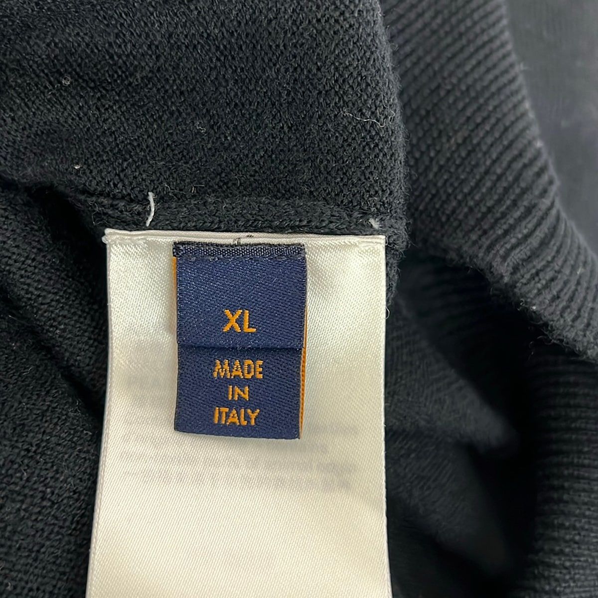 Louis Vuitton Long Sleeve Sweater XL Bird Jacquard Knit Polo Long Top Sq3 Black — view 5