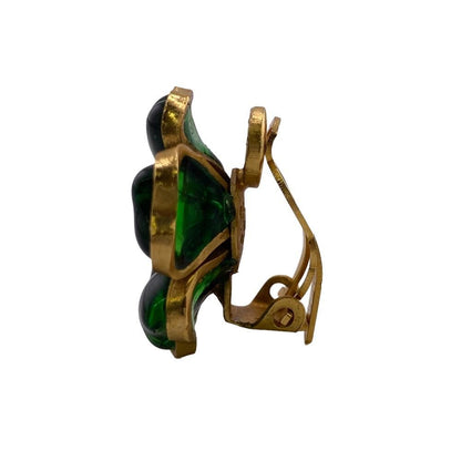 Chanel Gripoix Earrings Green — view 4