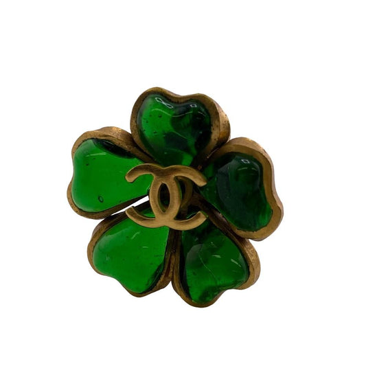 Chanel Gripoix Earrings Green