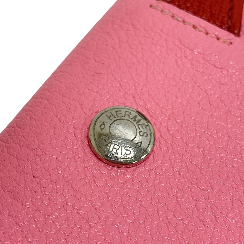 Hermes Paddock Chevre Mysore Leather Coin Case Pink — view 7