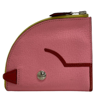 Hermes Paddock Chevre Mysore Leather Coin Case Pink
