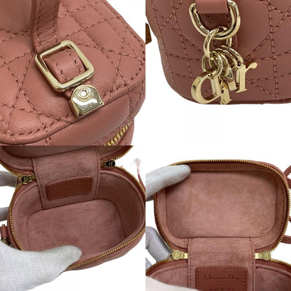 Dior Vanity 2-Way Cannage Shoulder Lambskin Makeup Pouch Pink — view 8