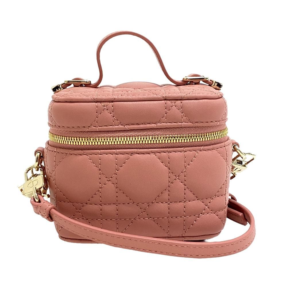 Dior Vanity 2-Way Cannage Shoulder Lambskin Makeup Pouch Pink