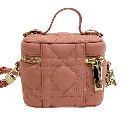 Dior Vanity 2-Way Cannage Shoulder Lambskin Makeup Pouch Pink — view 2