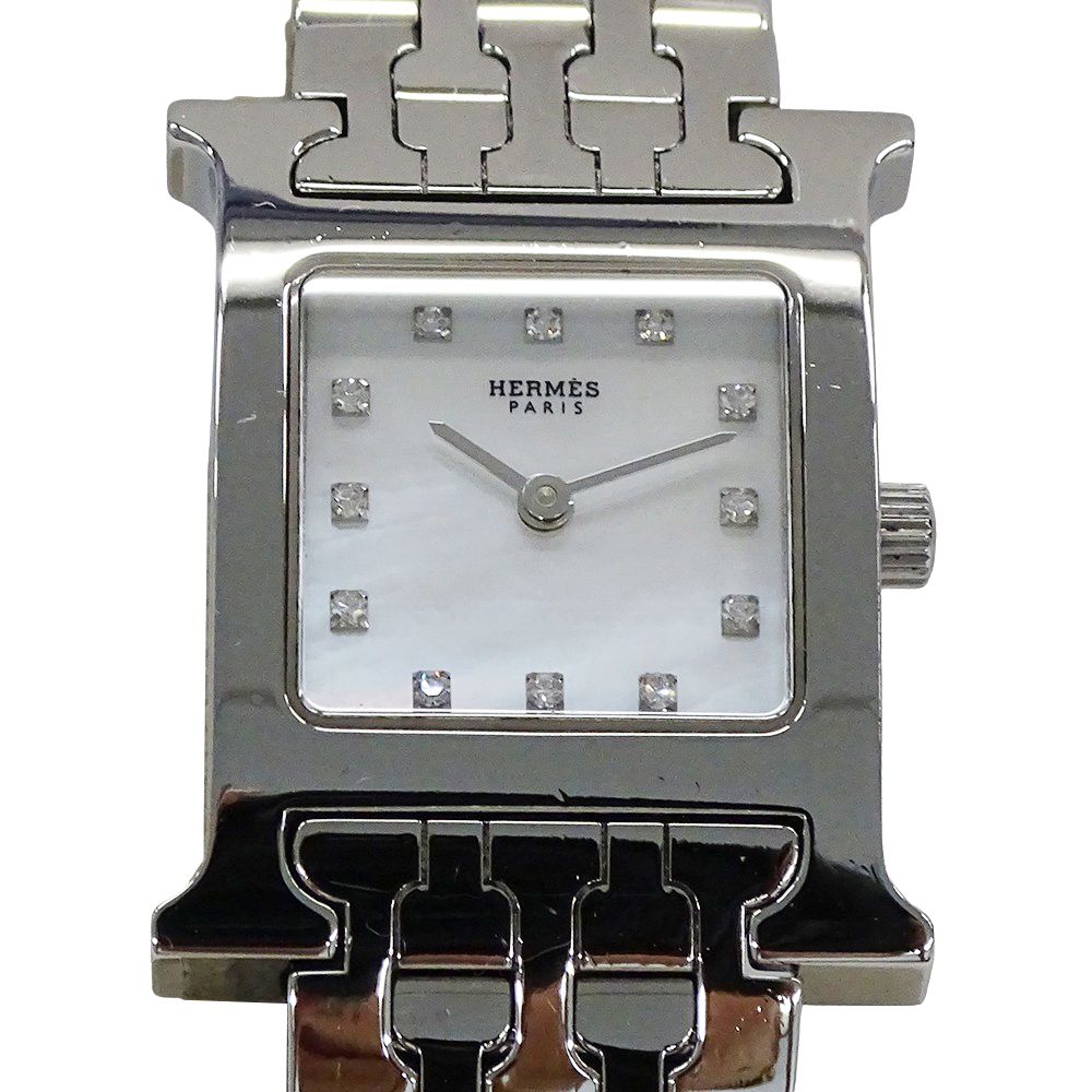 Hermes Watch Diamond Shell Quartz Stainless Steel Silver Polished — view 2