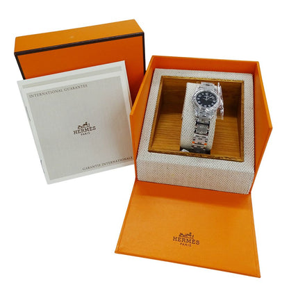 Hermes Watch Clipper Date Quartz Stainless Steel Silver Black Polished — view 8