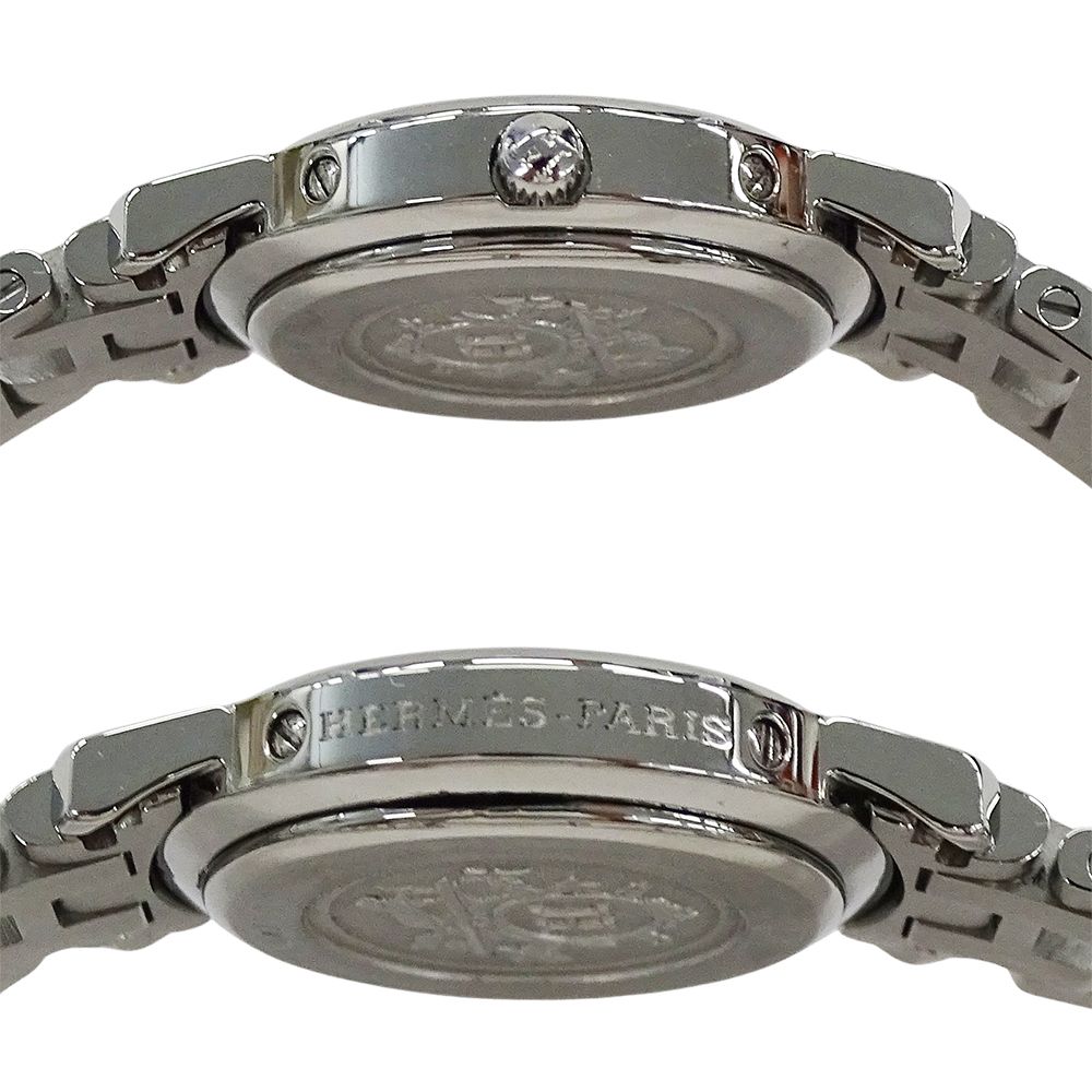 Hermes Watch Clipper Date Quartz Stainless Steel Silver Black Polished — view 3