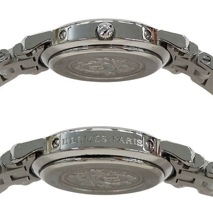 Hermes Watch Clipper Date Quartz Stainless Steel Silver Black Polished — view 3