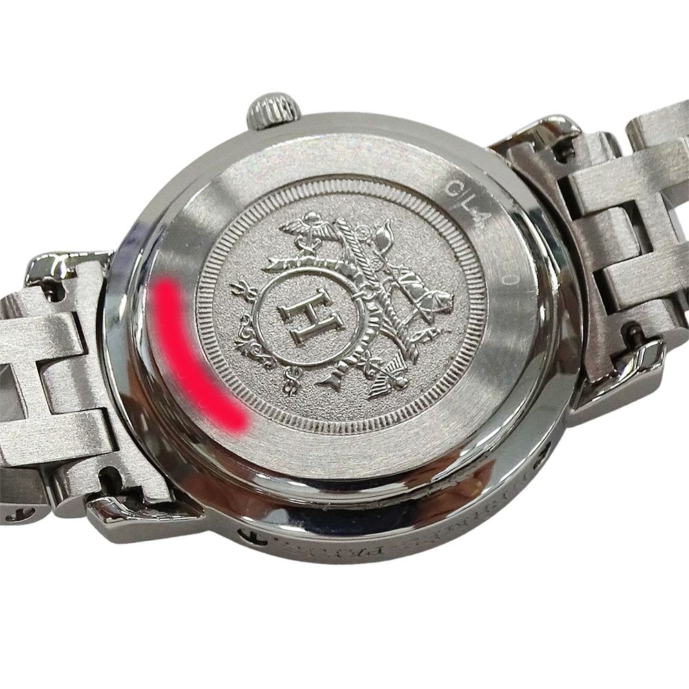 Hermes Watch Clipper Date Quartz Stainless Steel Silver Black Polished — view 7