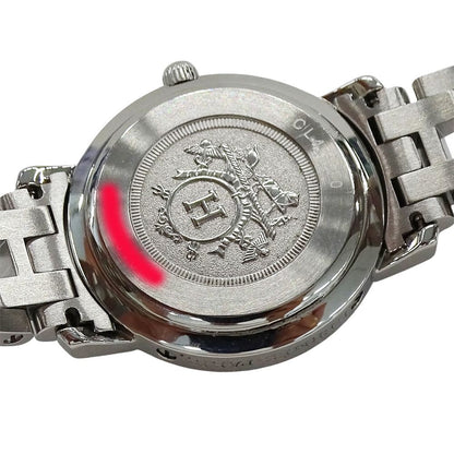 Hermes Watch Clipper Date Quartz Stainless Steel Silver Black Polished — view 7