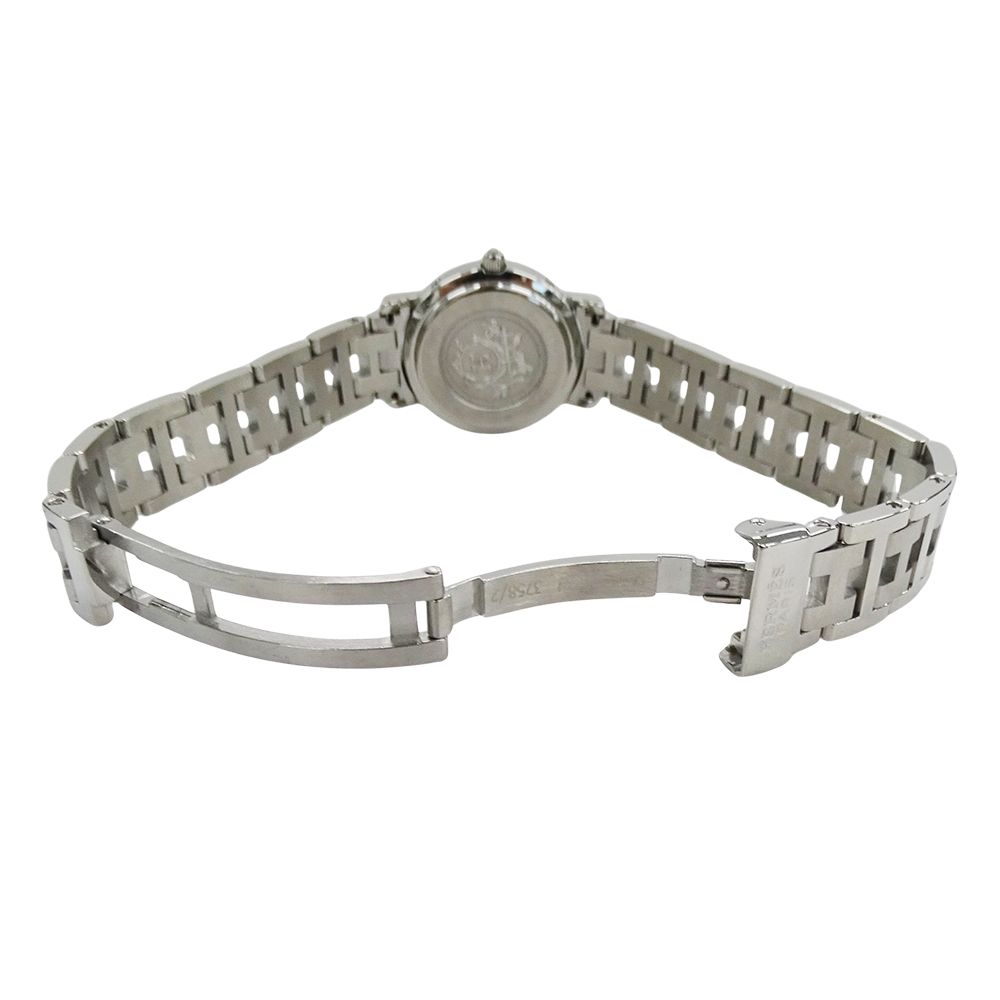 Hermes Watch Clipper Date Quartz Stainless Steel Silver Black Polished — view 4