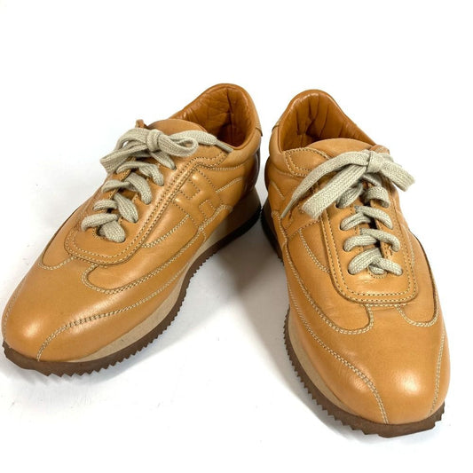 Hermes Sneakers Quick Logo Stitch Leather Beige